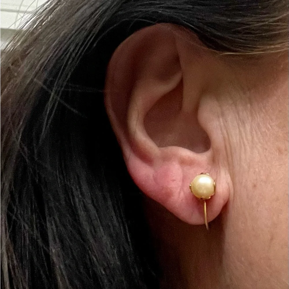10K Gold Pearl Earrings - Picture 11 of 16